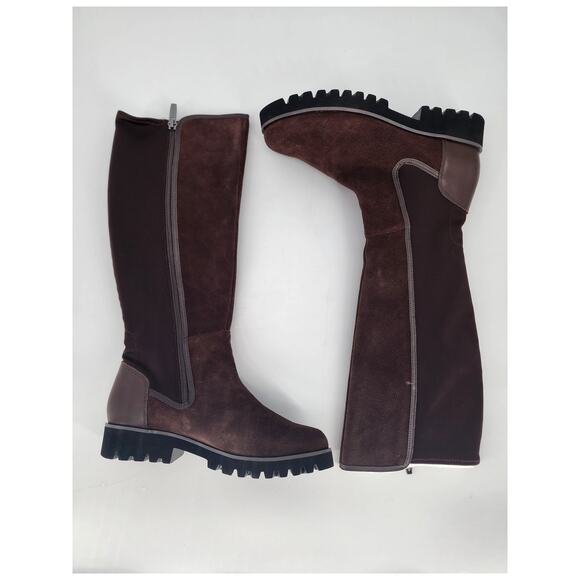 Donald Pliner Erwincs Leather Knee High Brown Boots Size 5.5 - Picture 1 of 14